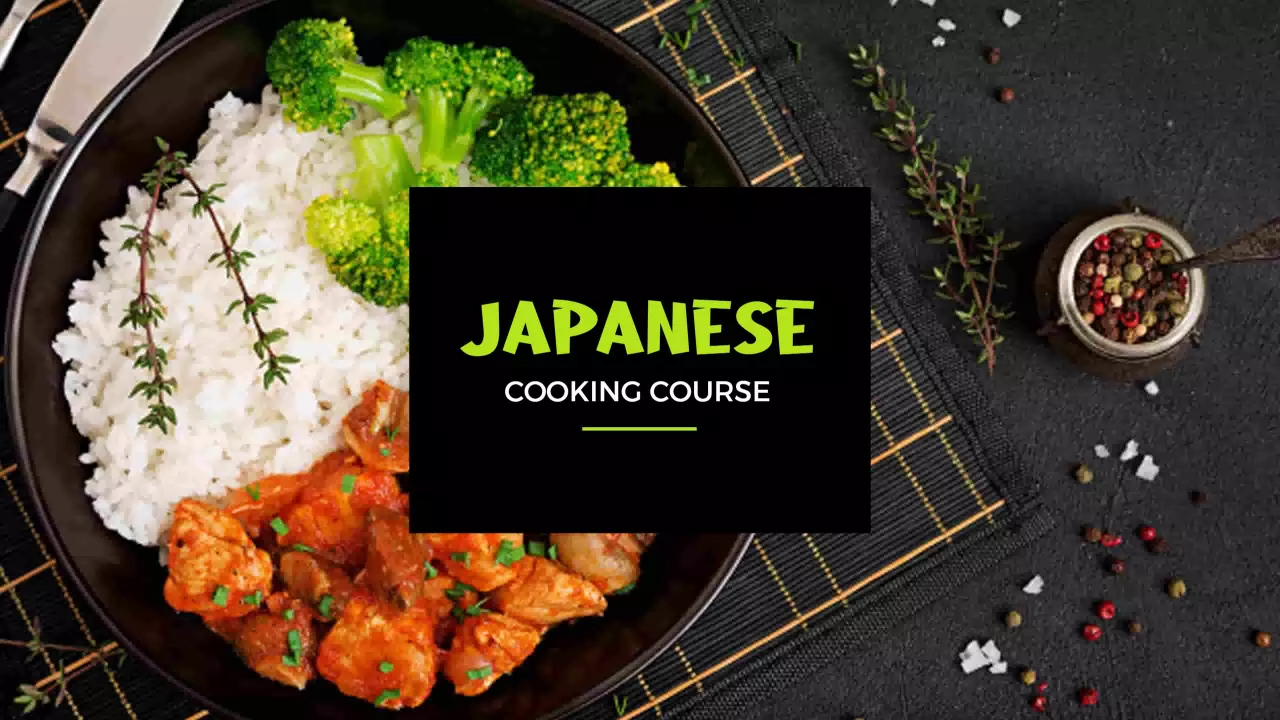 Delicious Japanese Cuisine Dish on Black YouTube Banner Template