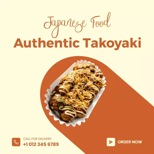 Delicious Japanese Takoyaki Takeout Offer Ad Template