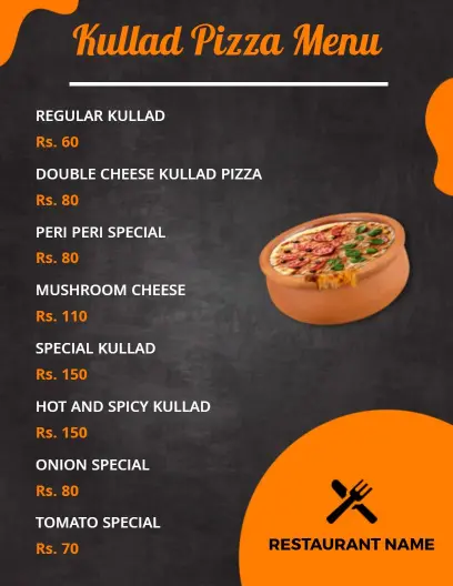 Delicious Kullad Pizza Options with Unique Flavors Pizza Menu Template