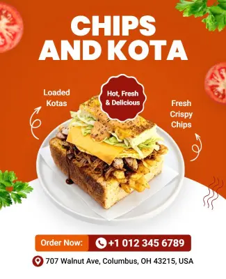 Delicious Loaded Kota and Chips Special Poster Template