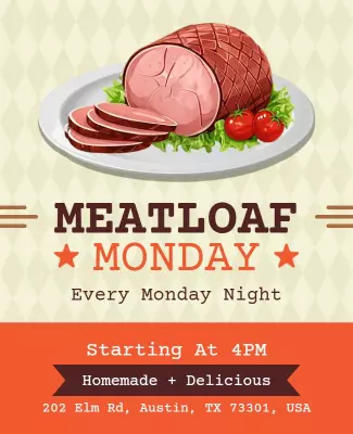 Delicious Meatloaf Monday Dinner Invitation Poster Template