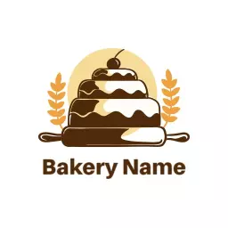 Delicious Multi-Layered Chocolate Cake Design for Bakery Logo Template