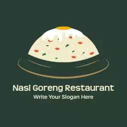 Delicious Nasi Goreng Served in a Pan for Dining Logo Template
