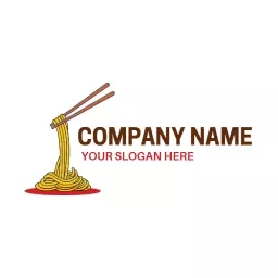 Delicious Noodles with Chopsticks Representing Chinese Food Logo Template