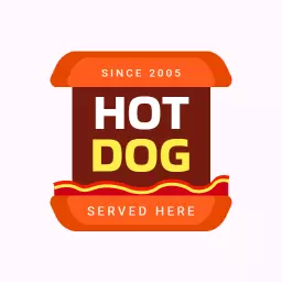 Delicious Orange and Brown Hotdog Restaurant Serving Logo Template