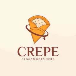 Delicious Orange Crepe Cone with Sweet Fillings Logo Template