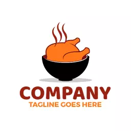 Delicious Orange Roast Chicken in a Bowl Logo Template