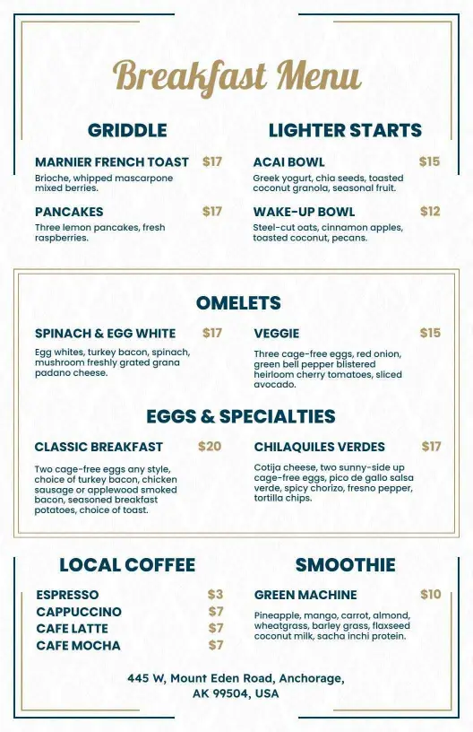 Delicious Pancakes and Nutritious Bowls Breakfast Menu Template