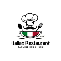 Delicious Pasta and Chef Hat Representing Italian Restaurant Logo Template