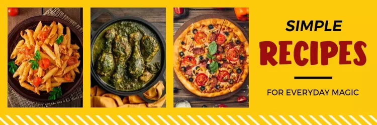 Delicious Pasta, Chicken, and Pizza Simple Recipes Banner Template