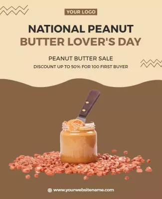 Delicious Peanut Butter Sale for National Lover's Day Poster Template