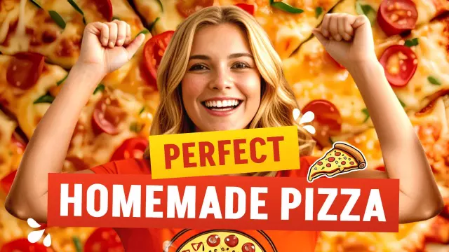 Delicious Perfect Homemade Pizza Recipe YouTube Thumbnail Template