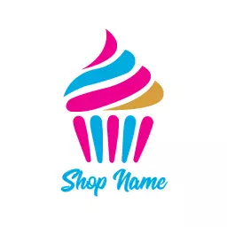 Delicious Pink and Blue Cupcake Design for Cake Shop Logo Template