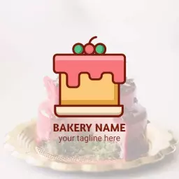 Delicious Pink Frosted Cake with Elegant Bakery Logo Template