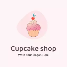 Delicious Pink Frosting Cupcake Design for Bakery Logo Template