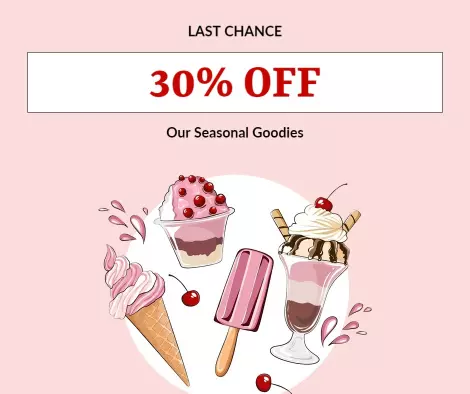 Delicious Pink Ice Cream Seasonal Treats Promotion Ad Template