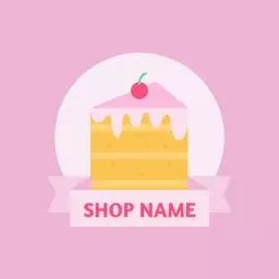Delicious Pink Layered Cake with Cherry Design Logo Template