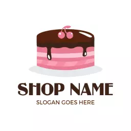 Delicious Pink Layered Cake with Cherry Topping Logo Template