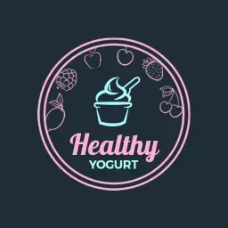 Delicious Pink Yogurt Cup with Fresh Fruits Design Logo Template