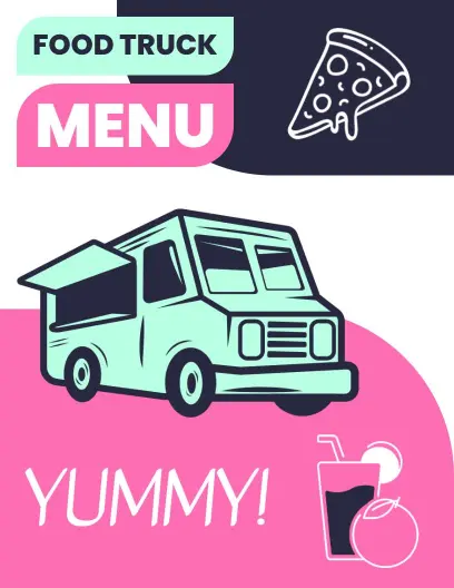 Delicious Pizza, Burgers, and Sweet Treats Food Truck Menu Template