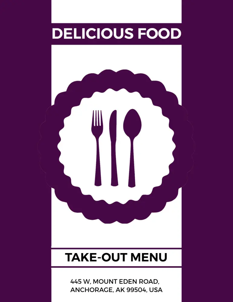 Delicious Pizza Options and Chef's Specials Take-Out Menu Template