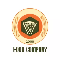Delicious Pizza with Fork and Knife in Food Company Logo Template