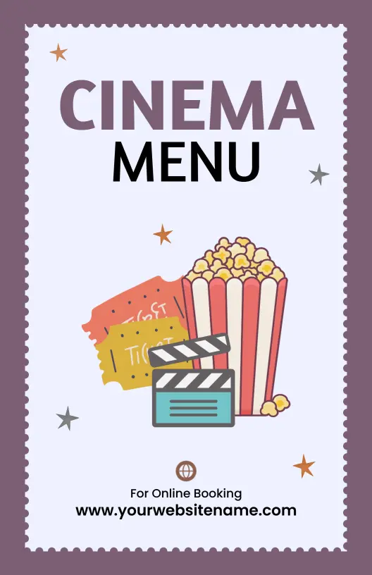 Delicious Popcorn and Snack Options for Movie Night Cinema Menu Template