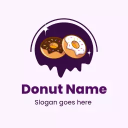 Delicious Purple Background with Sweet Donuts Logo Template
