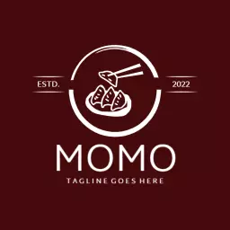 Delicious Red Background Showcasing Traditional Momos Logo Template