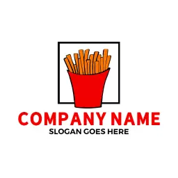 Delicious Red Bucket of French Fries Icon Logo Template