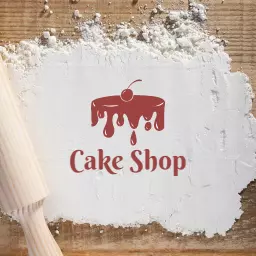 Delicious Red Dripping Cake Design for Cake Shop Mockup Logo Template