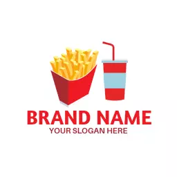Delicious Red French Fries and Refreshing Beverage Logo Template