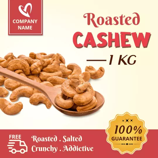 Delicious Roasted Salted Cashew Nuts Packaging Ad Template