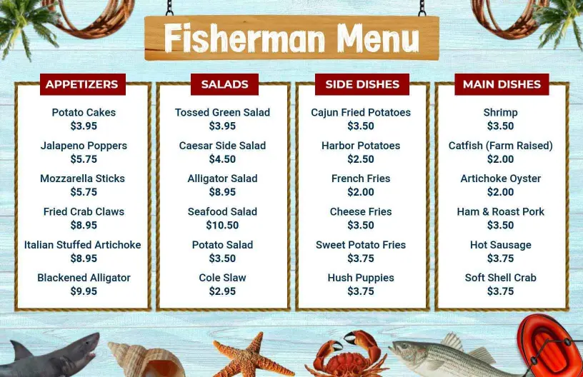 Delicious Shrimp and Fresh Seafood Selections Seafood Menu Template