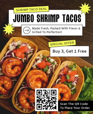 Delicious Shrimp Taco Promotional Offer Flyer Template