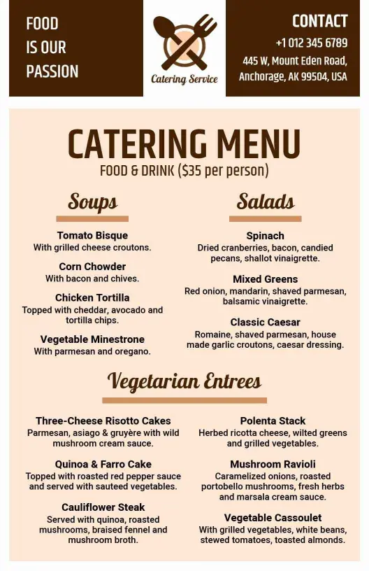 Delicious Soups and Fresh Salads for Every Event Catering Menu Template