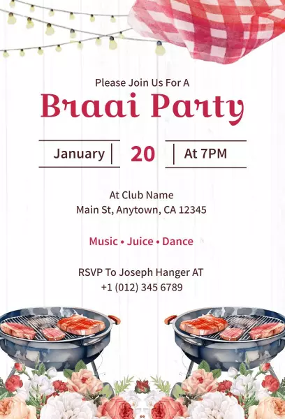 Delicious South African Braai Barbecue Party Invitation Template