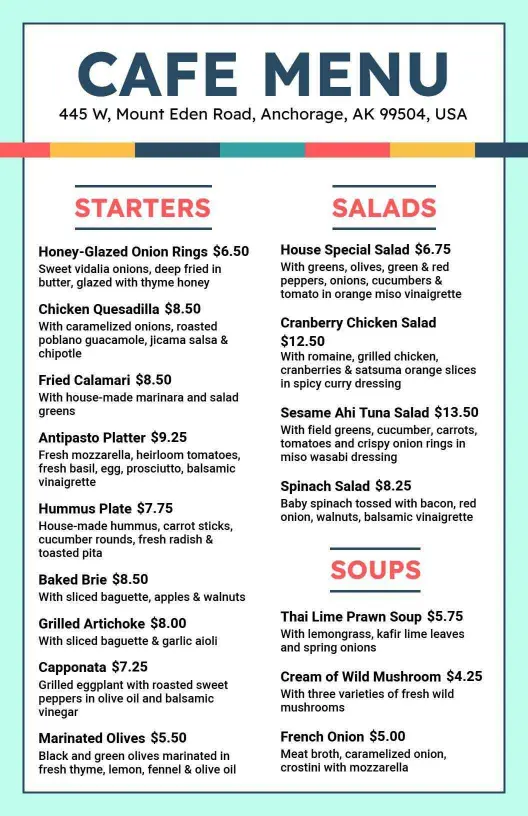 Delicious Starters, Salads, and Soups for Every Taste Cafe Menu Template