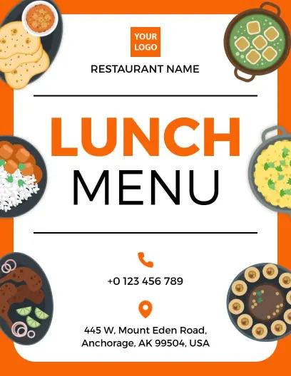 Delicious Starters, Soups, and Burgers for a Tasty Lunch Menu Template