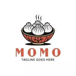 Delicious Steamed Momos Served in a Bowl Logo Template