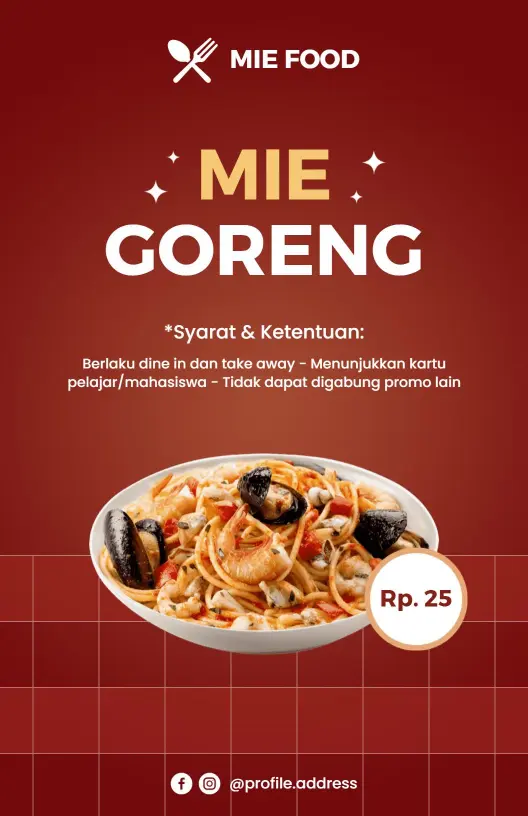 Delicious Stir-Fried Noodles with Savory Ingredients Noodles Menu Template