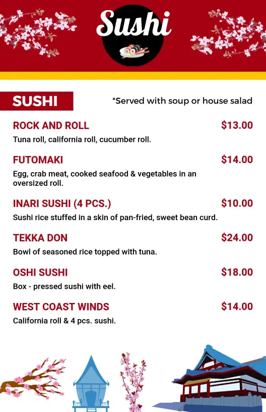 Delicious Sushi Varieties Featuring Fresh Ingredients Sushi Menu Template