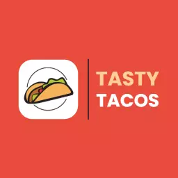 Delicious Taco Icon on Vibrant Orange Background Logo Template