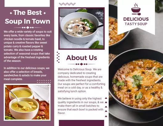 Delicious Tasty Soup Seasonal Menu and Catering Brochure Template