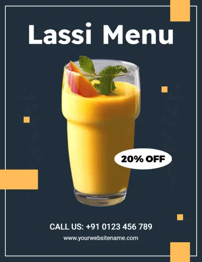 Delicious Traditional Indian Lassis and Falooda Drinks Indian Cuisine Menu Template