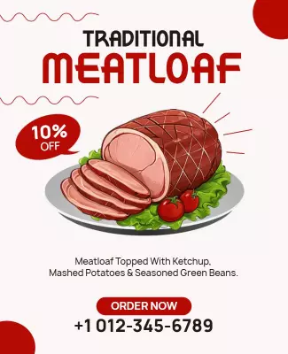 Delicious Traditional Meatloaf Sale with 10% Discount Poster Template