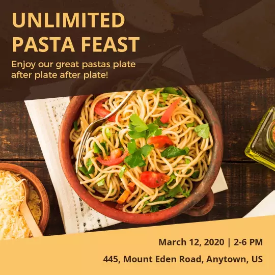 Delicious Unlimited Pasta Feast Event Invitation Ad Template