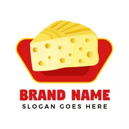 Delicious Yellow Cheese Slice on Vibrant Red Background Logo Template