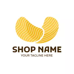 Delicious Yellow Chips Logo Design with Unique Wave Patterns Logo Template