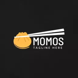 Delicious Yellow Dumpling with Chopsticks Representing Momos Logo Template